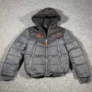 Nike 3Brand Puffer Jacket Kids Large Black Orange Russell Wilson Hooded